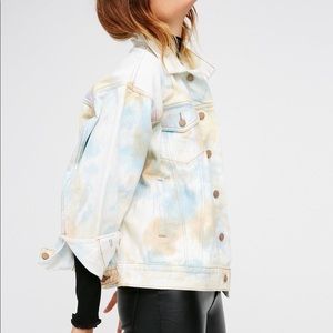 FREE PEOPLE Tie Dye Oversized Trucker Jacket